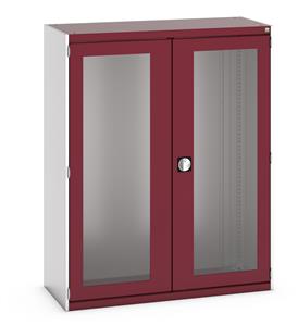 40014022.** cubio cupboard with window doors. WxDxH: 1300x525x1600mm. RAL 7035/5010 or selected